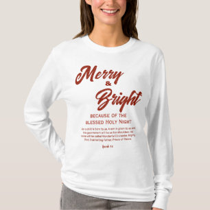 Fröhliche und strahlende Weihnachten rote Schrift T-Shirt