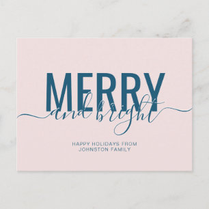 Fröhliche und strahlende Weihnachtsfeiertage rosa Postkarte