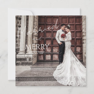 Fröhliche und verheiratete elegante Foto-Hochzeit Dankeskarte