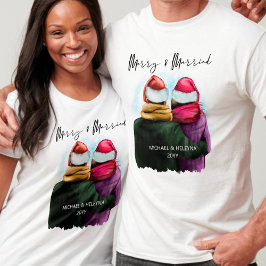 Fröhliche und Verheiratete Script Couple Christmas T-Shirt