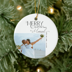 Fröhliche und Verheiratete Script Foto Weihnachten Keramik Ornament