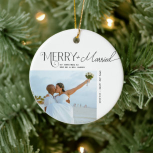 Fröhliche und Verheiratete Script Foto Weihnachten Keramik Ornament