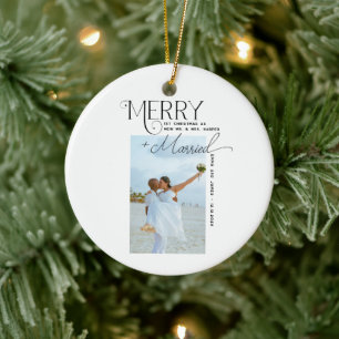 Fröhliche und Verheiratete Script Foto Weihnachten Keramik Ornament