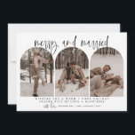 Fröhliche und Verheiratete Weihnachtskarte Moderne Feiertagskarte<br><div class="desc">Diese Urlaubskarte verfügt über einen wunderschönen Kalligraphie-Schriftart gepaart mit einem einfachen Serif-Schriftart. Diese wunderschöne,  moderne Weihnachtskarte erlaubt drei separate Sektionen,  um Ihre eigenen,  perfekten Bilder auf den Schriftart hochzuladen.</div>