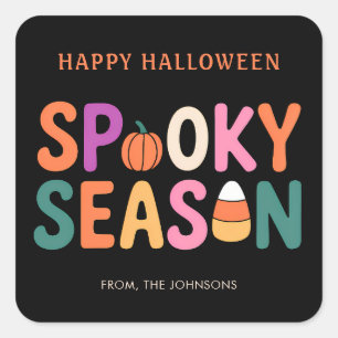 Fröhliche unheimliche Saison Happy Halloween Typog Quadratischer Aufkleber