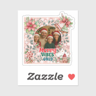 Fröhliche Vibes Only – Lustige Weihnachtskarte  Aufkleber