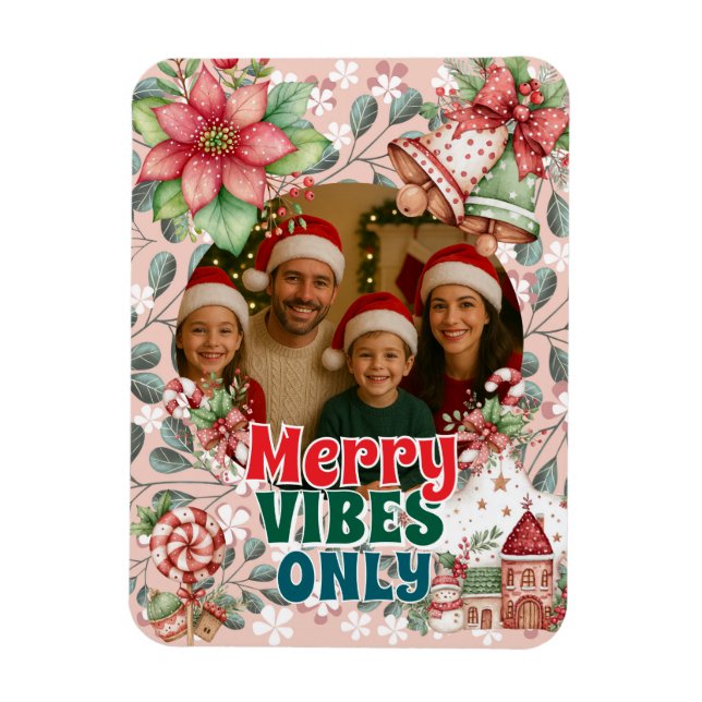 Fröhliche Vibes Only – Lustige Weihnachtskarte  Magnet (Vertikal)