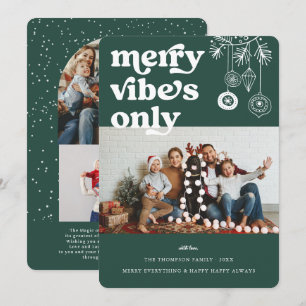 Fröhliche Vibes Only   Retro-Weihnachtsfoto-Feiert Feiertagskarte
