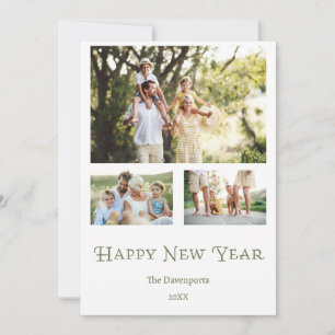 Fröhliche Vier-Foto-Familie Neujahr Feiertagskarte