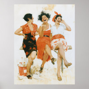 Fröhliche Vintage-Sommerfreunde Poster