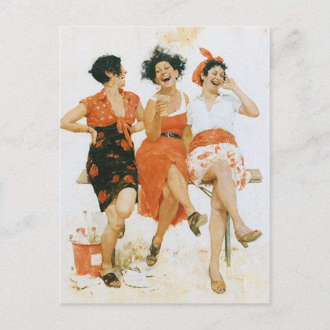 Fröhliche Vintage-Sommerfreunde Postkarte (Vorderseite)