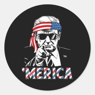 Fröhliche Vintage Trump 4. Juli Patriotisches Amer Runder Aufkleber