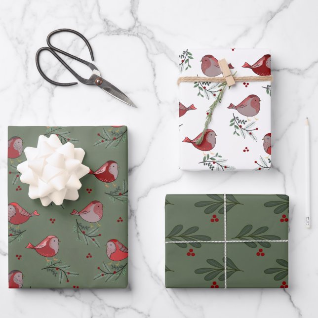 Fröhliche Vögel - Geschenkpapier Set (Vorderseite)