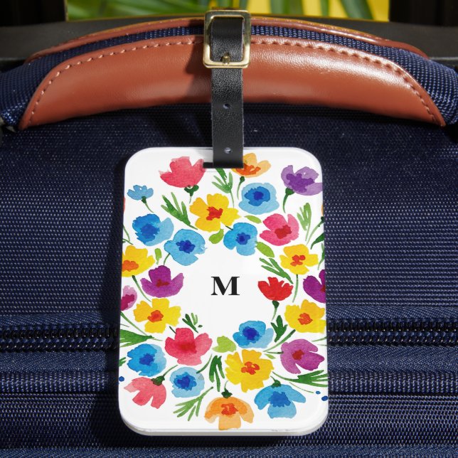 Fröhliche Wasserfarben Florals Gepäckanhänger (Vorderseite Insitu 2)
