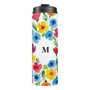 Fröhliche Wasserfarben Florals Thermosbecher