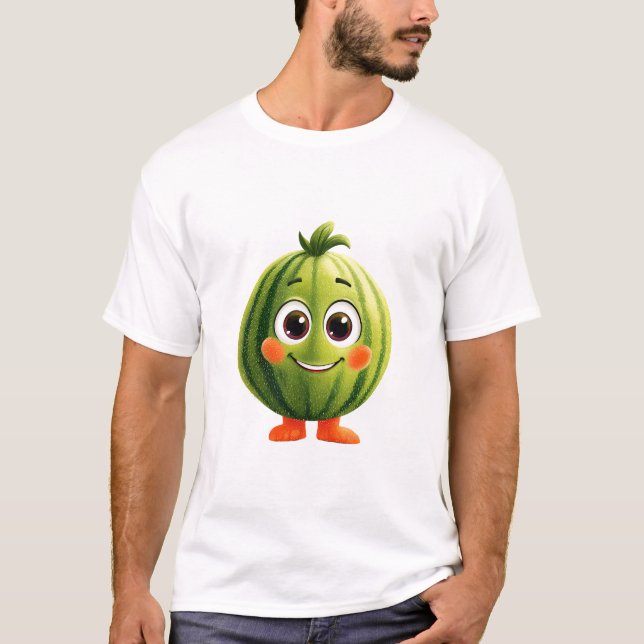 Fröhliche Wassermelonen-Maskottchen T-Shirt (Vorderseite)