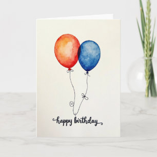 Fröhliche Watercolor-Ballonkarte Karte