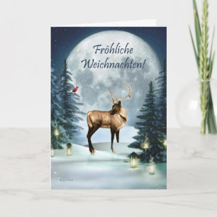 Fröhliche Weichnachten German Christmas Deer Card Feiertagskarte