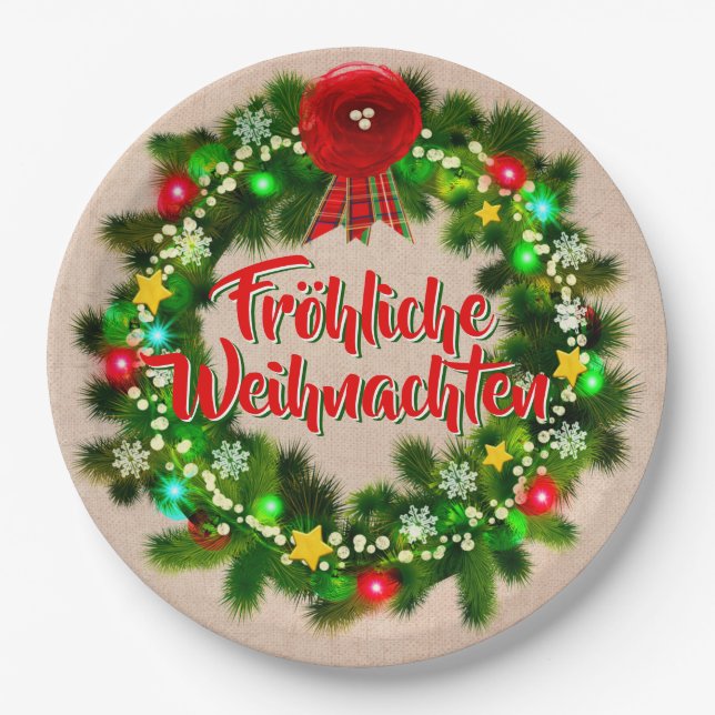 Fröhliche Weihnachten 9" Pappteller (Vorderseite)