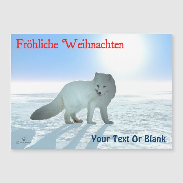 Fröhliche Weihnachten - Arctic Fox Magnetkarte (Vorderseite)