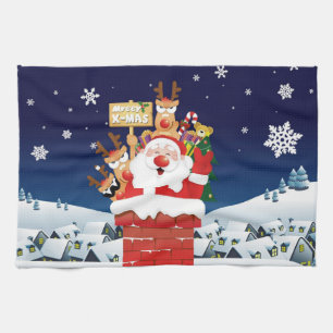 Fröhliche Weihnachten aus der Crew des Weihnachtsm Geschirrtuch