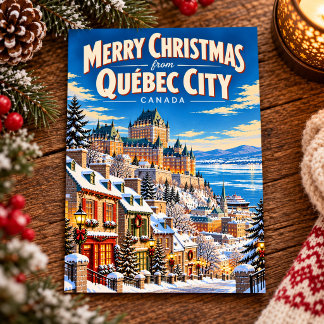 Fröhliche Weihnachten aus Québec City Kanada Vinta Postkarte