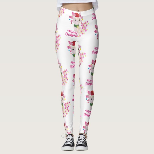 fröhliche Weihnachten axolotl santa Leggings (Vorderseite)