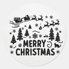 fröhliche Weihnachten b & w clipart Runder Aufkleber