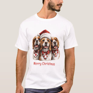 Fröhliche Weihnachten Beagle Hunde T-Shirt