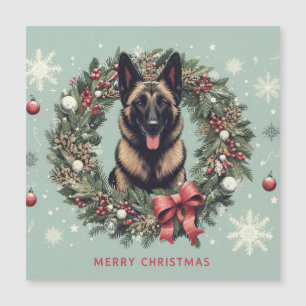 Fröhliche Weihnachten Belgischer Malinois Hund Xma Magnetkarte