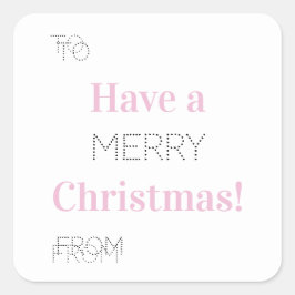 Fröhliche Weihnachten bis Von rosa Typografie Gesc Quadratischer Aufkleber