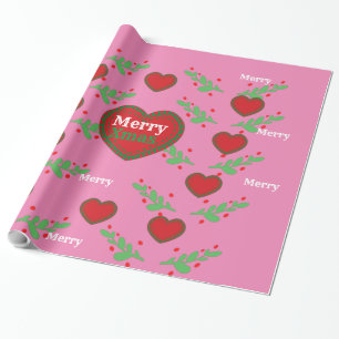Fröhliche Weihnachten Blatt und Liebe Geschenkpapi Geschenkpapier