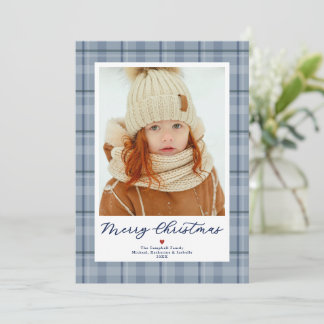 Fröhliche Weihnachten Blau Kariert