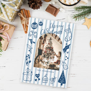 Fröhliche Weihnachten Blaue Handgezeichnete Liebli