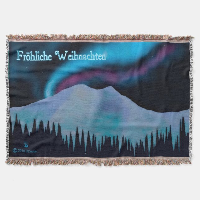 Frohliche Weihnachten - Blue Aurora Decke (Vorderseite)