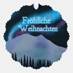 Fröhliche Weihnachten - Blue Aurora Ornament Karte