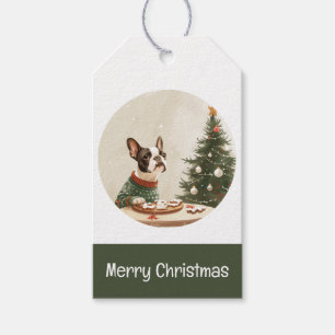 Fröhliche Weihnachten Boston Terrier Hund Geschenkanhänger