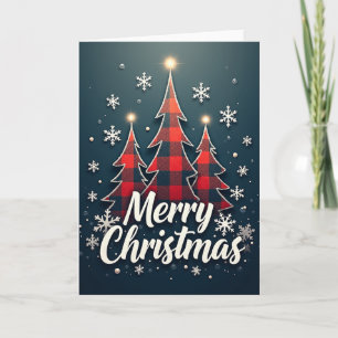 Fröhliche Weihnachten Buffalo Karierte Bäume Cozy Karte