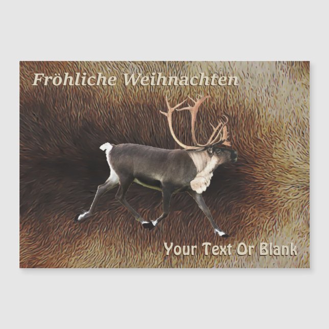 Fröhliche Weihnachten - Bull Caribbean (Reindeer) Magnetkarte (Vorderseite)