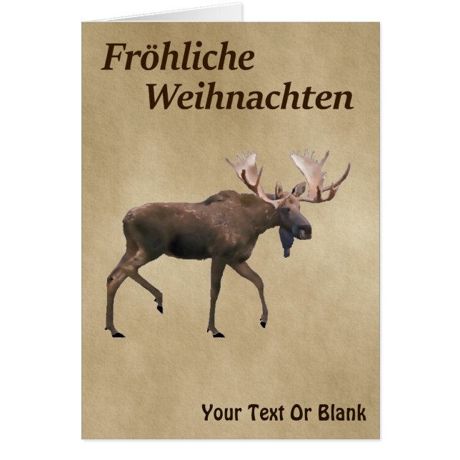 Fröhliche Weihnachten - Bull Moose auf Altpapier (Vorne)