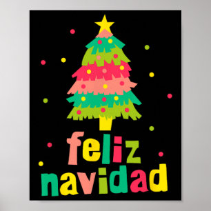 Fröhliche Weihnachten Bunter Weihnachtsbaum Spanis Poster