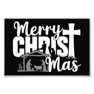 Fröhliche Weihnachten Christlich Jesus Familie  Fotodruck