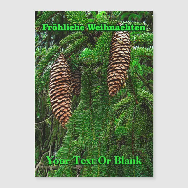 Fröhliche Weihnachten - Cones and Needles Magnetkarte (Vorderseite)