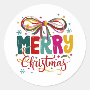 Fröhliche Weihnachten Coquette Schleife Xmas  Runder Aufkleber