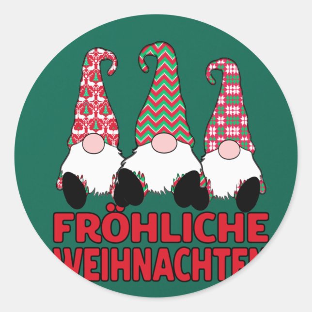 Fröhliche Weihnachten Deutscher Weihnachten Nordic Runder Aufkleber (Vorderseite)