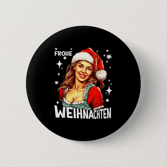Fröhliche Weihnachten deutsches Weihnachtsfest  Button (Vorderseite)