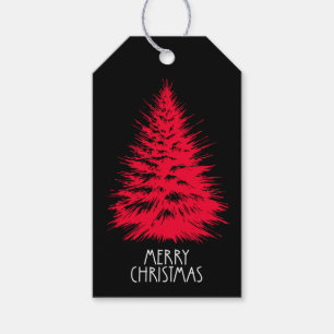 Fröhliche Weihnachten Distressed Chic Rote Tanne Geschenkanhänger