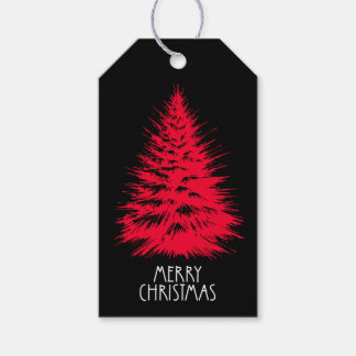 Fröhliche Weihnachten Distressed Chic Rote Tanne Geschenkanhänger