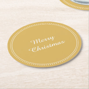 Fröhliche Weihnachten Elegant Gold Weiße gepunktet Runder Pappuntersetzer