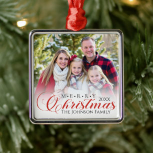 Fröhliche Weihnachten Elegantes Foto Ornament Aus Metall